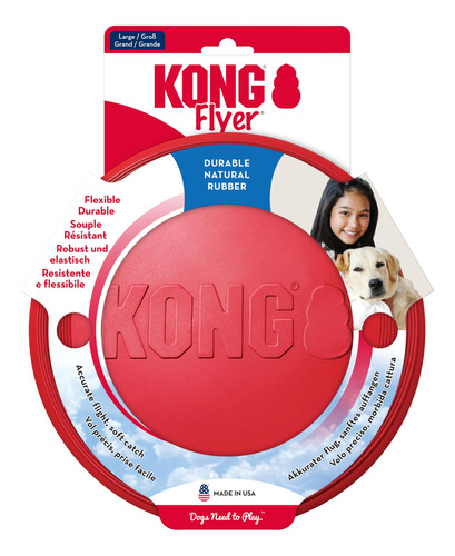 Kong Flyer Juguete Para Perros Modelo Disco Volador De Goma Rojo