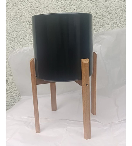 Maceta Jardinera Cilindro 30x30 Con Base De Madera 3 Pzs
