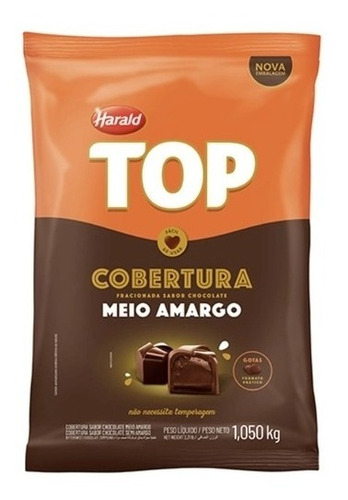Imagem 1 de 1 de Chocolates Top Harald Gotas Meio Amargo Cobertura  1,050kg