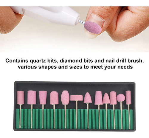 12 Peças De Brocas Para Unhas, Limpador De Cutículas, Escova
