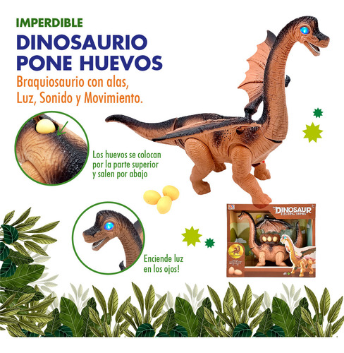 Dinosaurio Pone Huevos, Y Alas, Luz, Sonido Movimiento 11346 Personaje Braquiosaurio