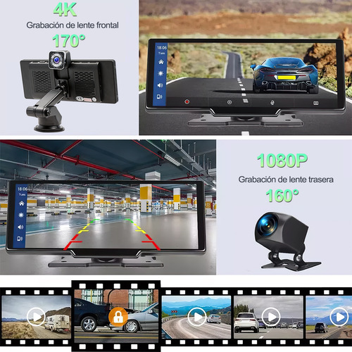 Estéreo 10.26in 4k Hd con Dashcam Android Auto Essgoo 556 negro