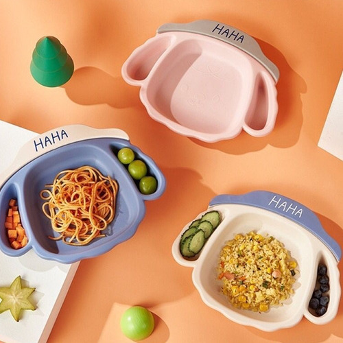 Juego De Plato Cubiertos Comida Para Bebes Cara Perro 1 Pza