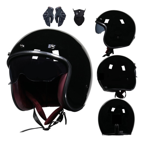 Casco De Moto Cafe Racer Style Open Face Retro Scooter Jet