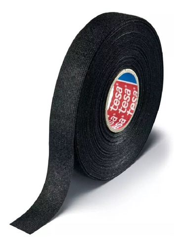 Fita adesiva preta Tesa Pet Fleece - rolo de 19 mm x 25 m, tecido preto
