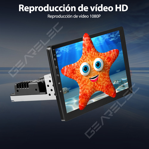Gearelec Autoestéreo 1 Din 9 Pulgadas 4+32gb Estéreo Pantalla Carplay Android Auto Wifi Bluetooth Gps Fm Con Cámara Arnés Rca Usb Admite Subwoofer Y Amplificador