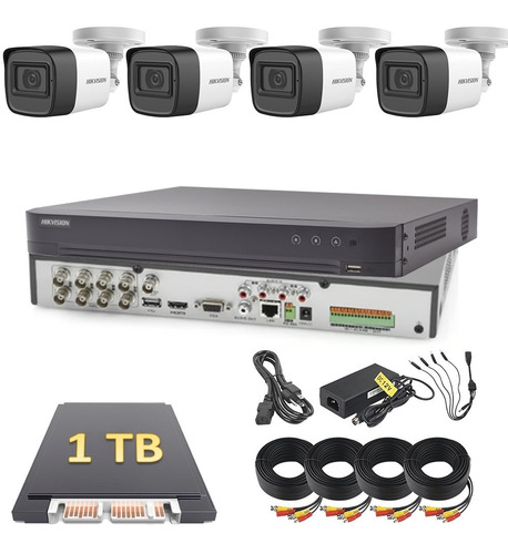 Kit Turbohd 4 Cámaras Bala 5mp Dvr 8 Canales Con Dd 1 Tb 