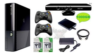 Xbox 360 Ultra Slim 5.0+ Disco 1000g 400j+ Controles+ Kinect