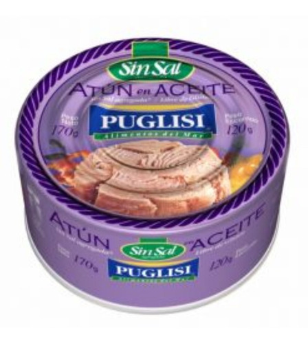 Imagen 1 de 7 de Atun Puglisi Sin Sal En Aceite Caja X 24 Latas De 170 Grs