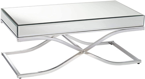 Imagen 2 de 7 de Mesa De Centro Cromada Elegante Espejos + ¡envio Gratis!