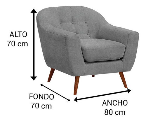 Sillon Capitonado Lainey Lino Gris Pieza Mueble Sillon