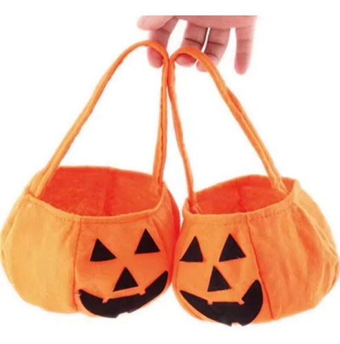 Bolsa Calabaza Dulcero Halloween Infantil X10 Unidades