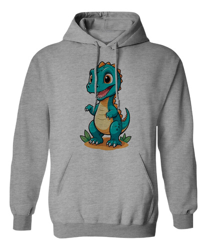 Sudadera Unisex Con Gorro Dinosaurio Rex Cachorro Sonriendo