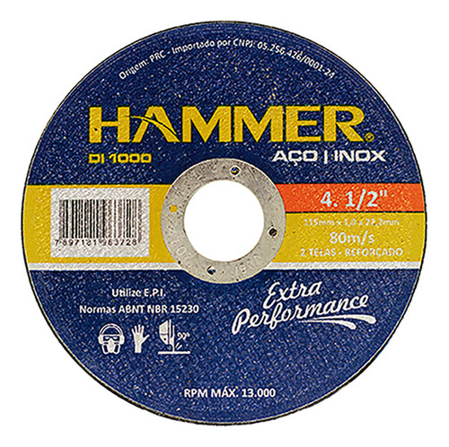 Disco Sped/inox Hammer 4.1/2x7/8x1.0 - Kit C/10 Unidades