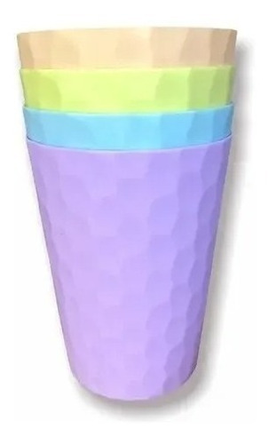Imagen 4 de 9 de Set De 12 Vasos Plásticos Reutilizables De Colores Pastel