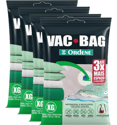 4 Vac Bag Extra Grande 80x100cm Cada Saco À Vacuo Para Edred