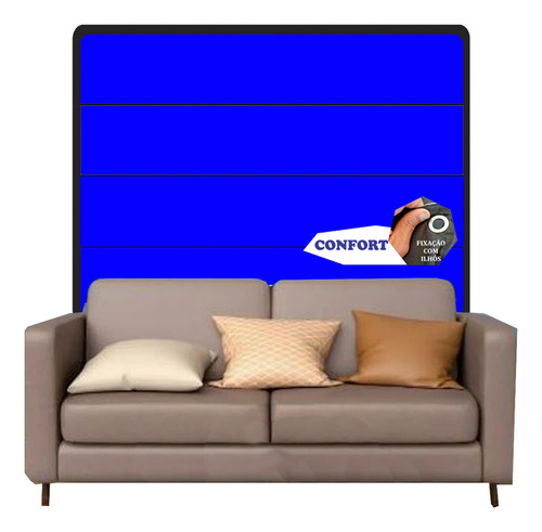 Cortina Confort Termo Acústica Blackout Medidas 1,40 X 1,40 Cor Azul Royal