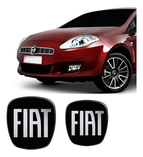 Kit Adesivos Emblemas Fiat Black Piano Dianteiro Traseiro Bravo