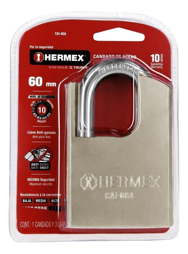 Candado Acero 60 Mm Abloy Hermex 43335