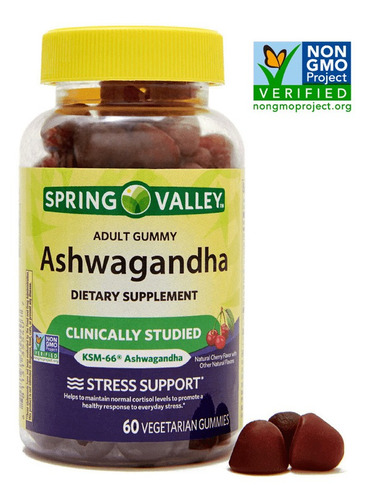 Spring Valley Ashwagandha 60 Gomitas Sabor Cereza 