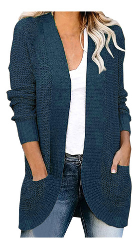 Cárdigan Holgado De Punto Liso Casual Q Coat Para Mujer, Man