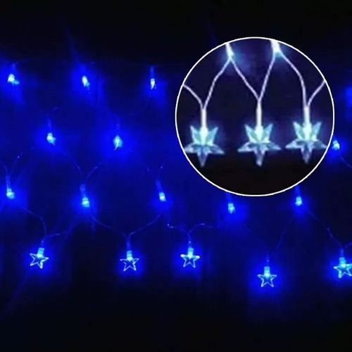 Rede De Led C/ Estrela Na Ponta 160 Leds Decoração De Natal Luzes Azul