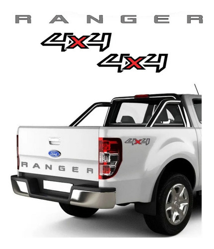 Kit Adesivos Para Ranger 4x4 2013 2014 2015 2016 2017 16427 Cor Cinza