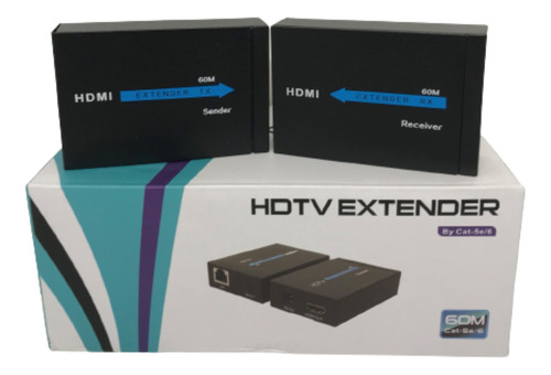  Extensor Hdmi Rj45 60 Metros Utp Full Hd 1080p Cat. 5e/6