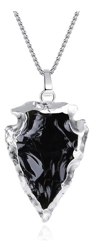 Coai Collar De Cristal Curativo De Obsidiana Cruda Con Punta