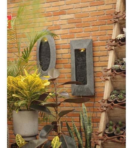 Fonte Da Água Cascata Decorativa Moderna Grande Parede Led Cor Cinza