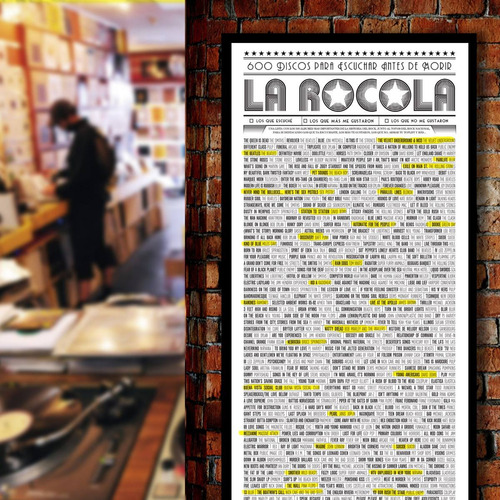Imagen 3 de 10 de Poster Rocola, 600 Discos Para Escuchar Antes De Morir