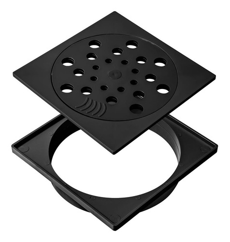 Kit 02 - Ralo Com Fecho + Porta Grelha 15x15 Cm (preto)