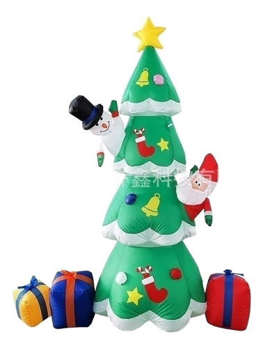 Árbol De Navidad Inflable Papá Noel Con Luces Led 2.1 M