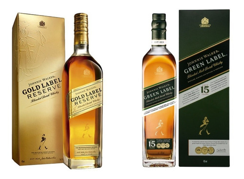 Whisky Johnnie Walker - Green Label 750ml + Gold Label 750ml