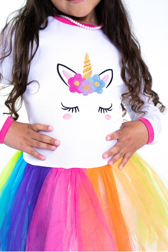 Disfraz Vestido De Unicornio Tutú Para Nenas 100% Poliester