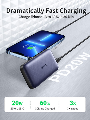 Ugreen Power Bank Cargador Portatil Usb-c Mah Pd Para Galaxy