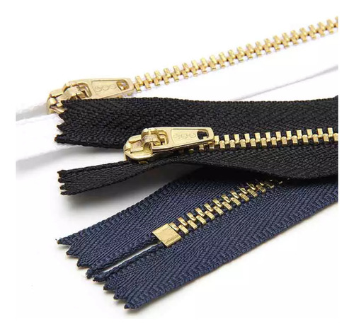 100 Zíper Metal Trava Automática 18cm Para Calça Jeans Cor Branco