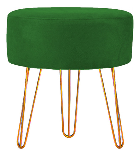 Puff Decorativo Banqueta Pé Aramado Redondo Sala Suede Cores Cor BRONZE / VERDE