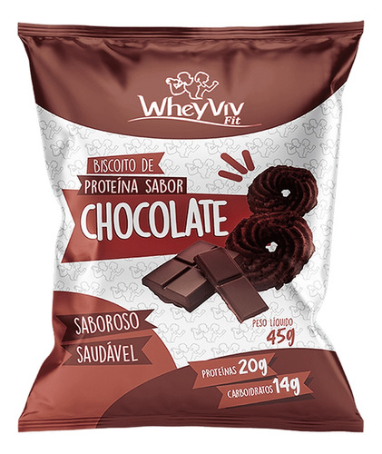 Biscoito Fit Chocolate Com Whey Protein Wheyviv 45g