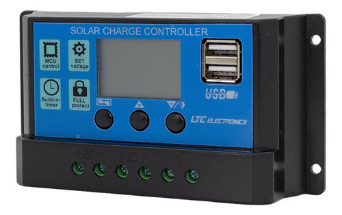 Imagen 1 de 10 de Regulador Panel Solar 20a Ltc Electronics Display Lcd + Usb