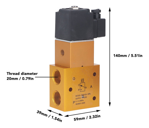 Electroválvula De 3 Vías, 2 Posiciones, G1/2 Pulgadas, Guía