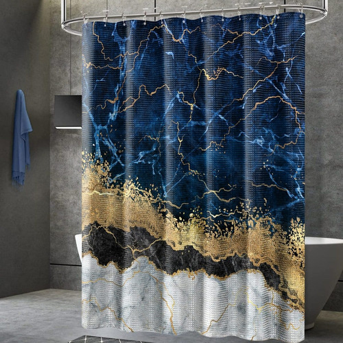 R Cortina De Baño Ducha De Mármol Azul Marino