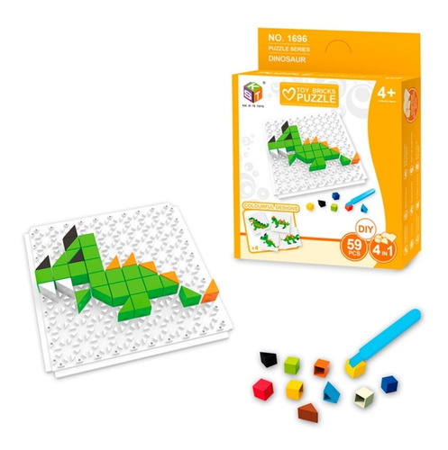 Dinosaurios Puzzle Infantil 4 En 1 C/ Bloques 3d Y 59 Piezas
