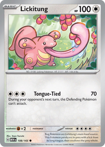 Cartas Pokemon Lickitung 108/165 Reverse 151 Mew