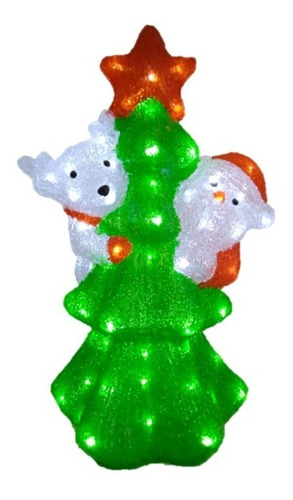 Árvore Natal Acrílico 80l Decoração Papai Noel E Rena Bivolt