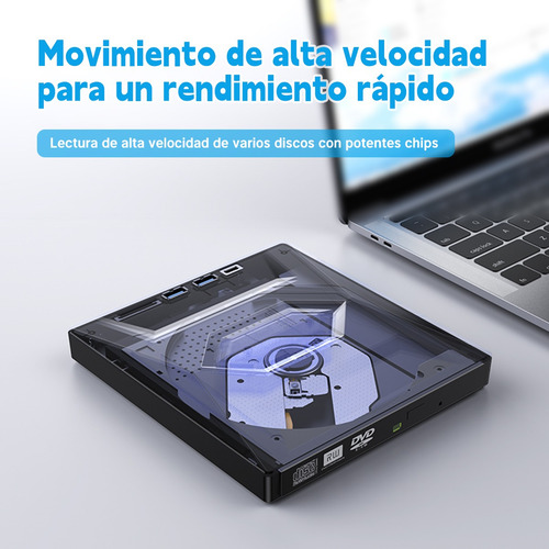 Grabador Dvd/cd Externo Lector Usb Type C Con Sd/tf Puerto