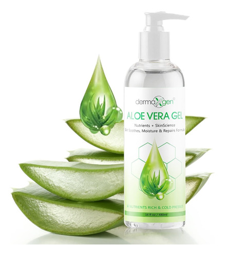 Dermaxgen Gel De Aloe Vera: Orgnico 100% Puro De Aloe + Avel