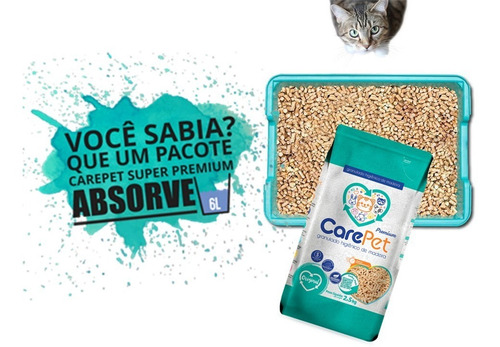 Imagem 4 de 6 de Areia Granulado De Madeira Carepet Para Gatos Premium - 10kg