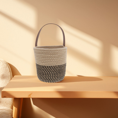 Cesta Colgante De Pared Tejida Con Cuerda De Algodón, Con He