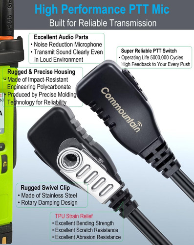 Commountain Auricular Xpr 3500e Xpr 3300e Con Micrófono